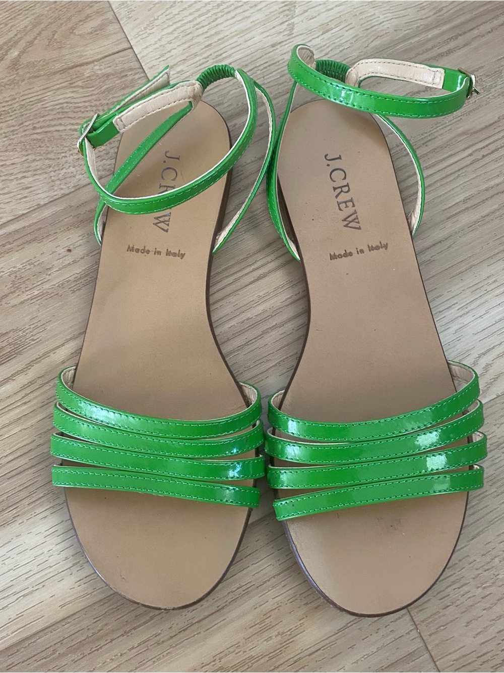 J. CREW LILLIBETH GREEN PATENT LEATHER SANDALS